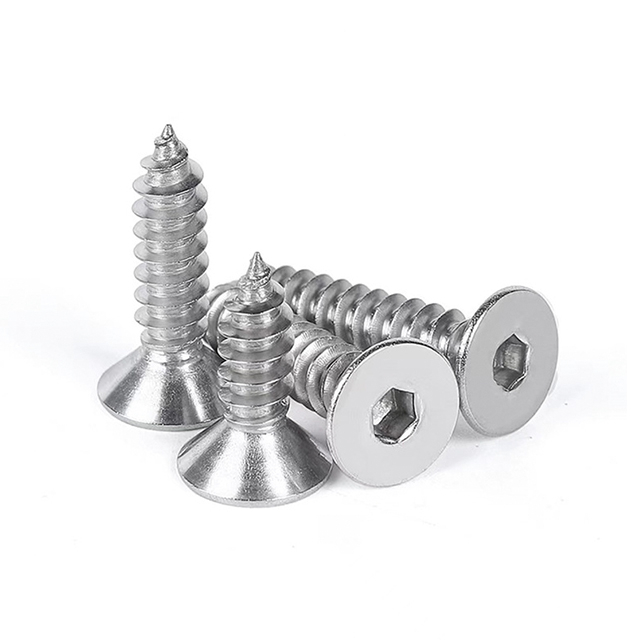 En acier en acier inoxydable en acier inoxydable à zinc, Tornillo Tornillo Tête HEX Vis en bois de têtes